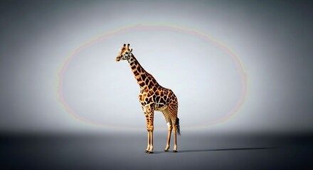 Majestic Giraffe Standing Alone in a Softly Lit, Minimalist Stud
