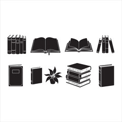 Vintage Book Elements Silhouette Vector Collection.