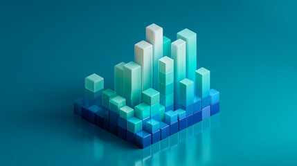 3d data bar visualization, abstract cube chart
