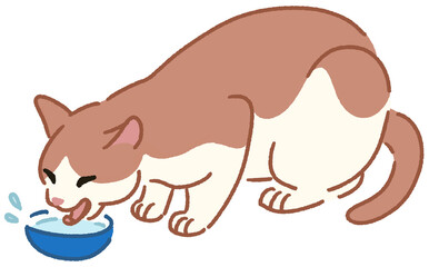 水を飲む猫のイラスト