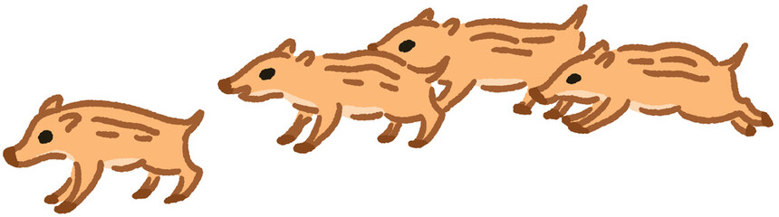 走る子供のイノシシのイラスト