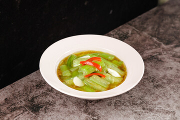 Stir-Fried Loofah Vegetable Dish with Peppers and Garlic - Traditional Shouguang Farmers Cuisine