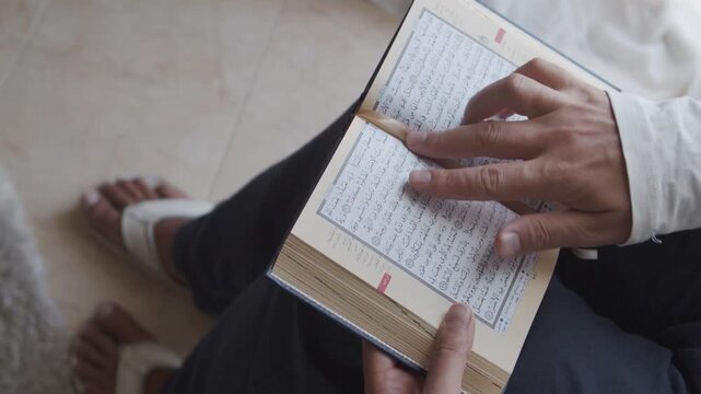 Muslim Man Reading Holy Quran arabian mosque faith arab holly culture traditional reading