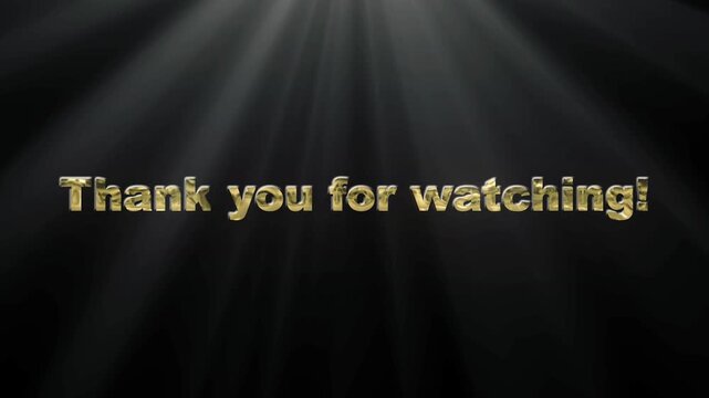 Thank you for watching with gold text animation