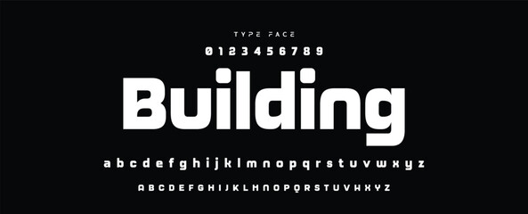 Digital modern alphabet font. Creative abstract urban, futuristic, fashion, sport, minimal technology typography.  Simple vector illustration with number © Mark