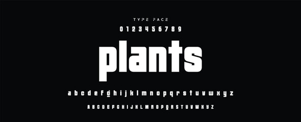 Digital modern alphabet font. Creative abstract urban, futuristic, fashion, sport, minimal technology typography.  Simple vector illustration with number