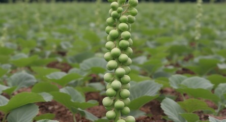 Growing Green Plant Buds Close Up.