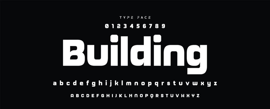 Digital modern alphabet font. Creative abstract urban, futuristic, fashion, sport, minimal technology typography.  Simple vector illustration with number