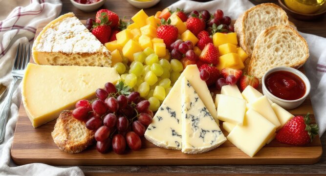 Gourmet Cheese and Fruit Platter. - Powered by Adobe