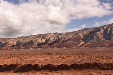 Beautiful mountains with red soil in Khizi. Azerbaijan.