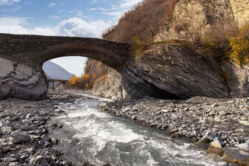 Old Ulu Bridge in Gakh. Azerbaijan.