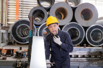 The factory engineer controls the machinery used to produce zinc sheets and uses radio for communication.