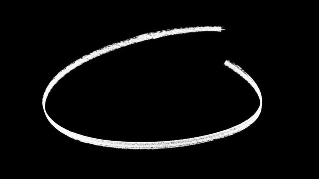 White circle animated marker hand-drawn highlighter elements. Hand-drawn oval animation, Hand-drawn white circle highlight with transparent background.