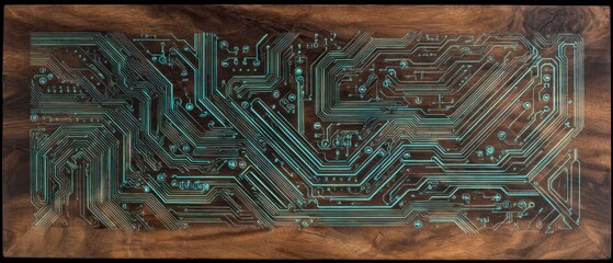 Abstract circuit board illustration technology concept copper color texture
