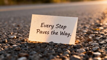 personal vision road concept. A card with an inspirational quote on a gravel road.