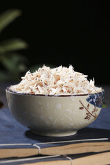 Dried Shrimp Flakes from Beihai China in Traditional Bowl - Asian Seafood Seasoning Ingredient