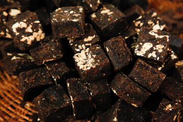 Ancient Brown Sugar Cubes with Salt Crystals - Traditional Heritage Snacks for Street Market Selling