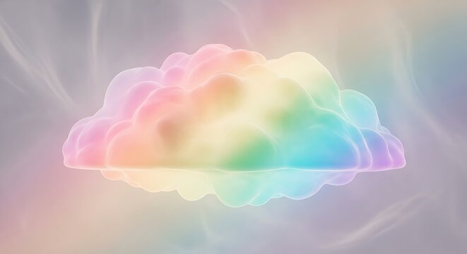 Abstract pastel rainbow cloud shape with soft light rays and dreamy background texture - Powered by Adobe