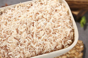 Dried Unsalted Sea Shrimp from Beihai in Wooden Bowl - Traditional Seafood Ingredient