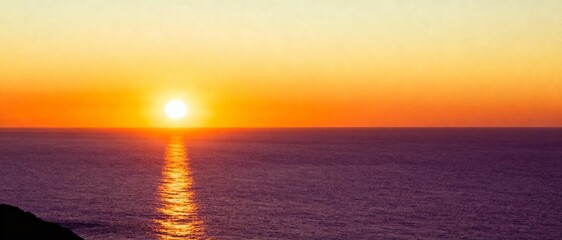 peaceful coastal sunset background with dramatic light and copy space