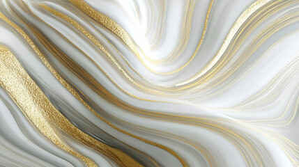Obraz premium A flowing marble-ribbon abstract blending white and gold with smooth elegant curves, perfect for luxury décor, interior design, and premium graphic use.