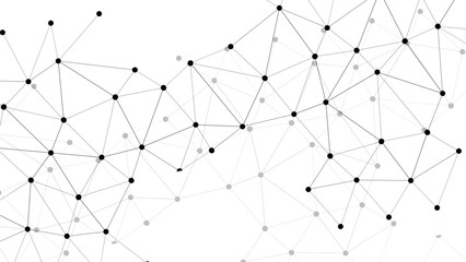 Abstract Minimalist White Technology Background featuring a Black Geometric Network of Nodes & Lines, ideal for Digital Data Flow, Neural Mesh Concepts, Communication, Business & Web Design.