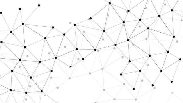 Abstract Minimalist White Technology Background featuring a Black Geometric Network of Nodes & Lines, ideal for Digital Data Flow, Neural Mesh Concepts, Communication, Business & Web Design.