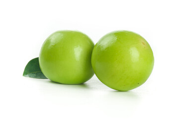 Fresh Green Taiwan Jujube Fruits on White Background