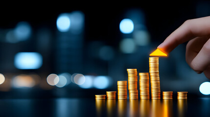 Drive financial growth with smart strategies and watch your investments soar like an arrow pointing upward in a vibrant cityscape, achieving peak performance today