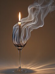 Candlelight in a Wine Glass with Smoke.