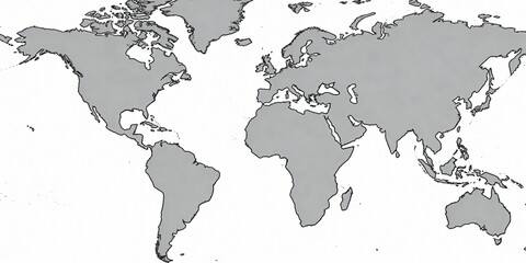 Fototapeta premium global world map illustration with continents in neutral tone