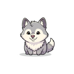 Obraz premium Charming Gray Wolf Pup Cartoon Illustration A Playful Icon