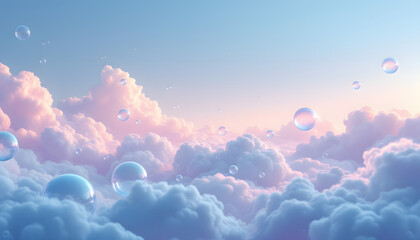 Dreamy cotton candy sky with colorful clouds
