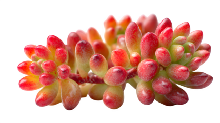 Closeup of a vibrant jelly bean succulent plant showcasing its plump leaves and colorful gradient against a ideal for botanical designs