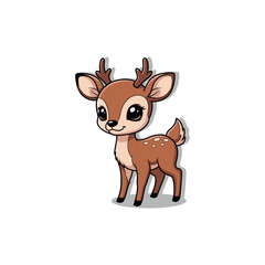 Obraz premium Cute Deer Illustration Adorable cartoon character with antlers and spotted fur, perfect for kids