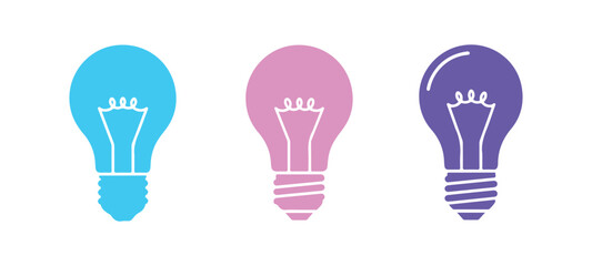 Light bulb graphic. Group of light bulbs. Conceptual idea. Logo. A light bulb, presented in a sleek, modern flat design on a white surface. Vector art.