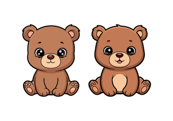 Obraz premium Two Cartoon Bears Adorable and Playful Vector Illustration
