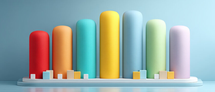 Weekly planning board with colorful vertical columns and 3D task blocks on blue background