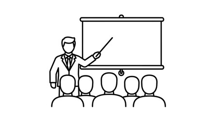 Presentation in progress a speaker addresses an audience with a projector