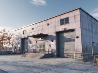 Warehouse Structure and Industrial Gateway: Capturing an industrial building's structural essence, it is designed for storage, transport and logistics.