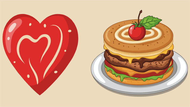 Heart shaped chocolate cake with strawberry decoration