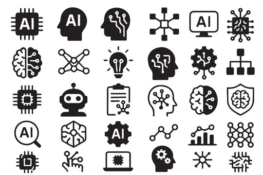 Artificial Intelligence and AI Vector Icons