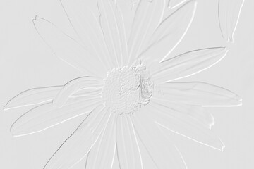 Obraz premium A white flower with a yellow center is painted on a white background