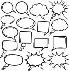 Fototapeta premium Comic speech and thought bubbles for communication design set