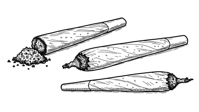 Joint cannabis illustration with loose material