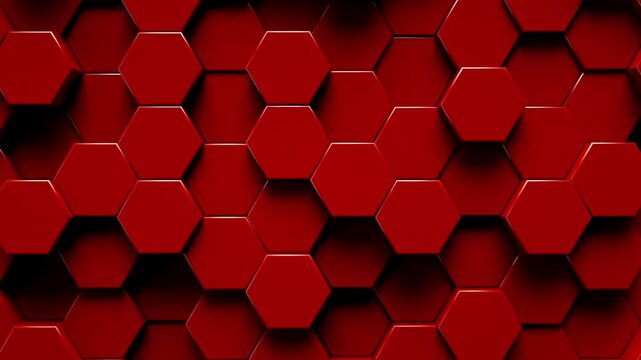 red hexagonal geometric background. Seamless loop 3D render animation white. 4k uhd, pattern epic science and movie background cyberpunk
