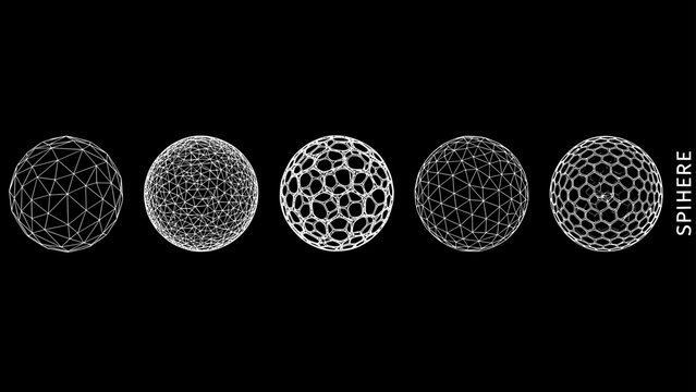 Sphere wireframe geometric set