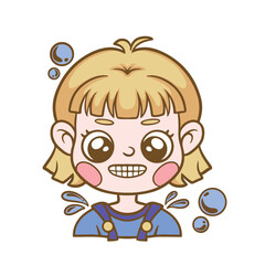 illustration art hand drawn cute blonde girl smiling sticker design