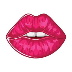illustration art hand drawn pink lip icon sticker logo design