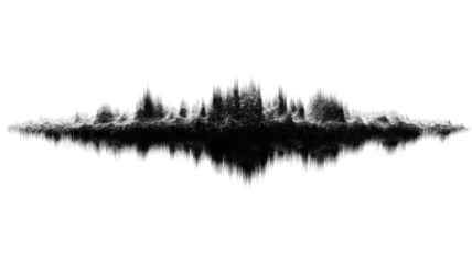 abstract ink style landscape reflection creating artistic mirrored horizon with soft texture isolated on white background